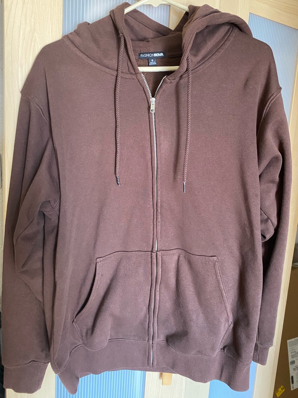 Fashion Nova Womens Brown Full-Zip Hoodie